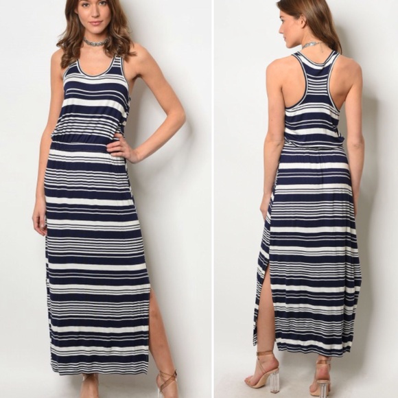 Dresses & Skirts - Navy white striped preppy maxi dress